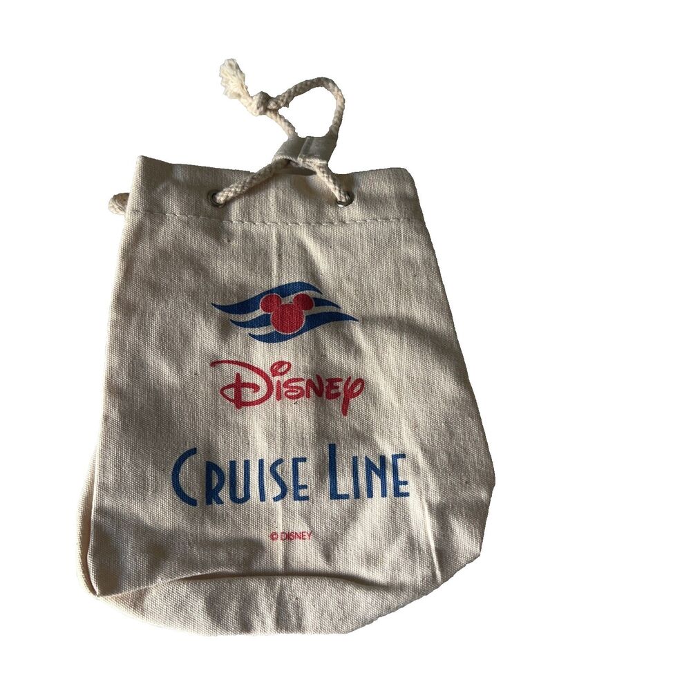 Disney Cruise Line Small Bag Pouch Round Canvas Drawstring Tote Mickey Logo New - Picture 6 of 10